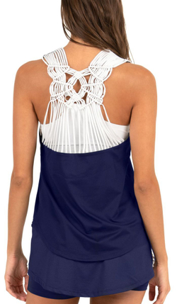 Женский топ теннисный Lucky in Love Macramé Core Singlet Women - white/midnight