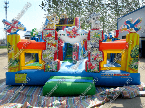 Коммерческий надувной батут "Звериный мир" 7*5*4 м