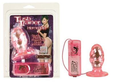 Розовая анальная пробка с вибрацией - 9 см. (Цвет: розовый)