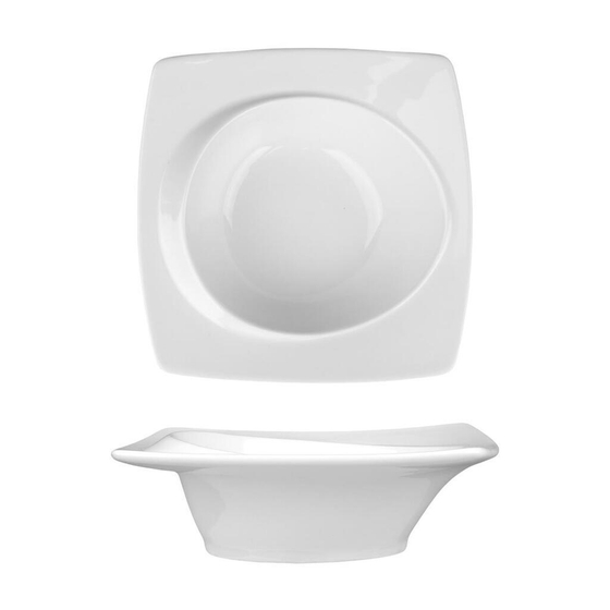 Соусник 100 мл 12*12 см h4 см с бортом Asymmetry белый фарфор NEW P.L. Proff Cuisine [6]