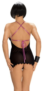 Коротенькая сорочка с открытой спинкой (Размер: L-XL) (Цвет: черный)