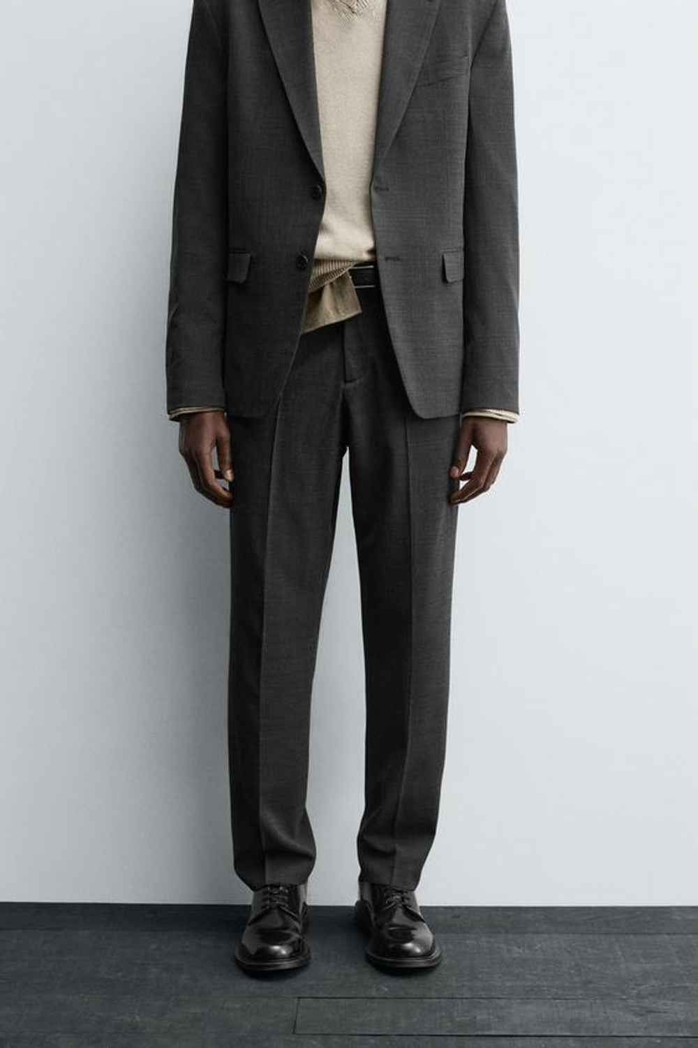 ZARA КОСТЮМНЫЕ БРЮКИ С ШЕРСТЬЮ, ЧЕРНЫЙ