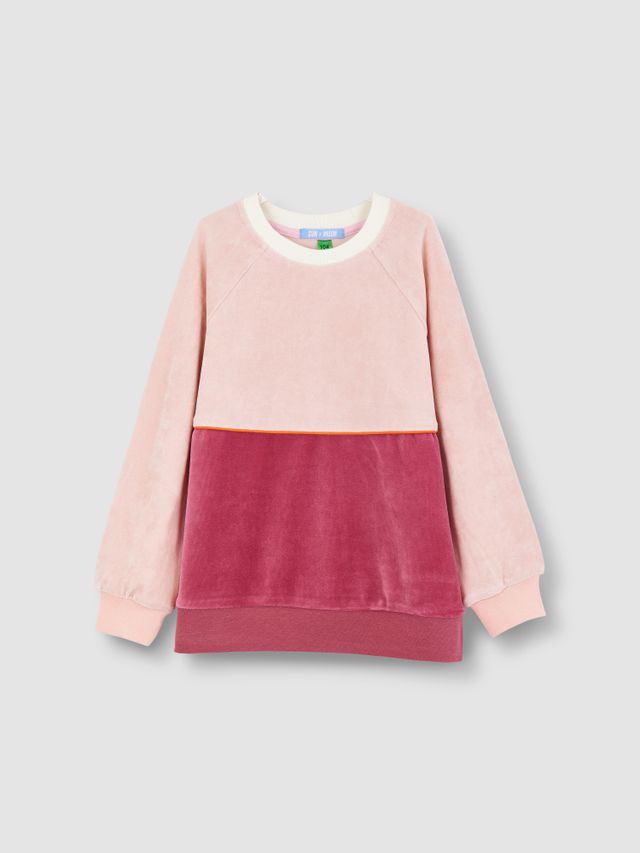 Велюровый свитшот ПУДРА/БРУСНИКА