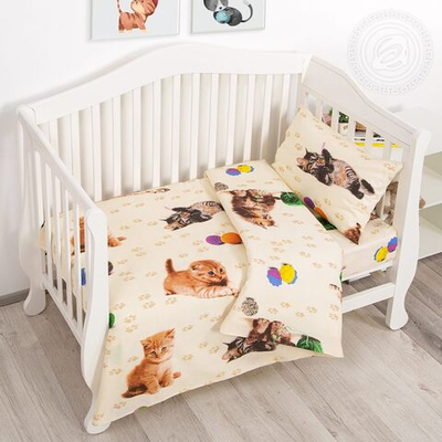 Детское постельное белье в кроватку бязь Усатый-полосатый 130 АРТПОСТЕЛЬка