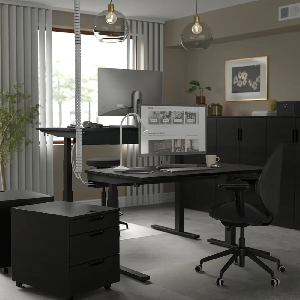 Письменный стол с регулировкой по высоте - IKEA MITTZON/МИТТЗОН ИКЕА, 140х80х62-126 см, черный