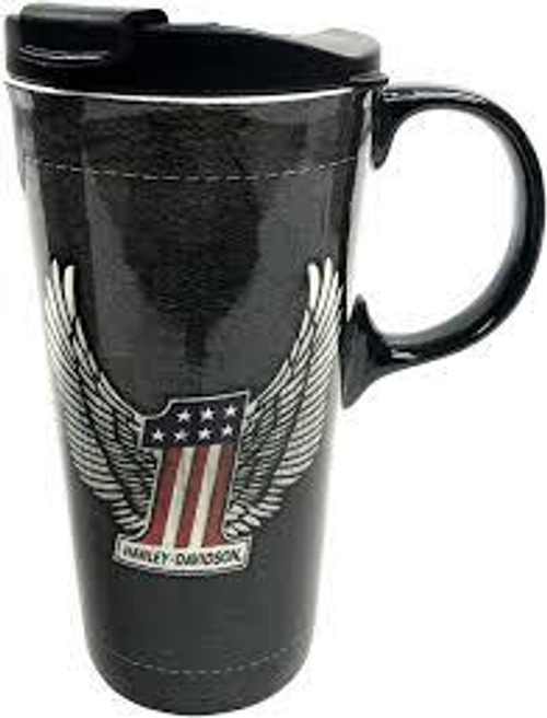 Кружка с крышкой Harley-Davidson The Perfect Ceramic Travel Cup, Winged #1 Logo (17 oz.)
