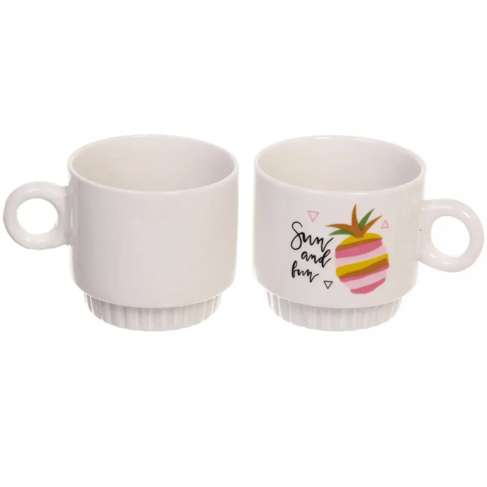 Набор кружек на стойке 280мл «Ананасы»