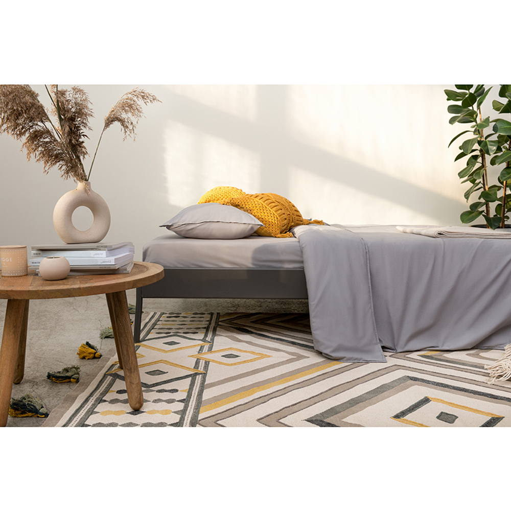Ковер из хлопка с контрастным узором и кисточками из коллекции ethnic, 120х180 см
