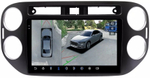 Магнитола для Volkswagen Tiguan 1 2011-2016 (рамка 9 чёрная, прямоуг. кнопка) - FarCar BX489M-360 монитор 9.5" 2K QLED на Android 13, 6Гб+128Гб, CarPlay, 4G SIM-слот, 4 камеры в комплекте