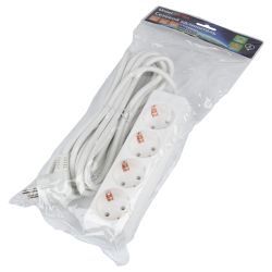 S-GCU4-5 WHITE Удлинитель серии Ultra. шнур 5м.. 4 гнезда. 16A. с-з. Белый. TM Uniel