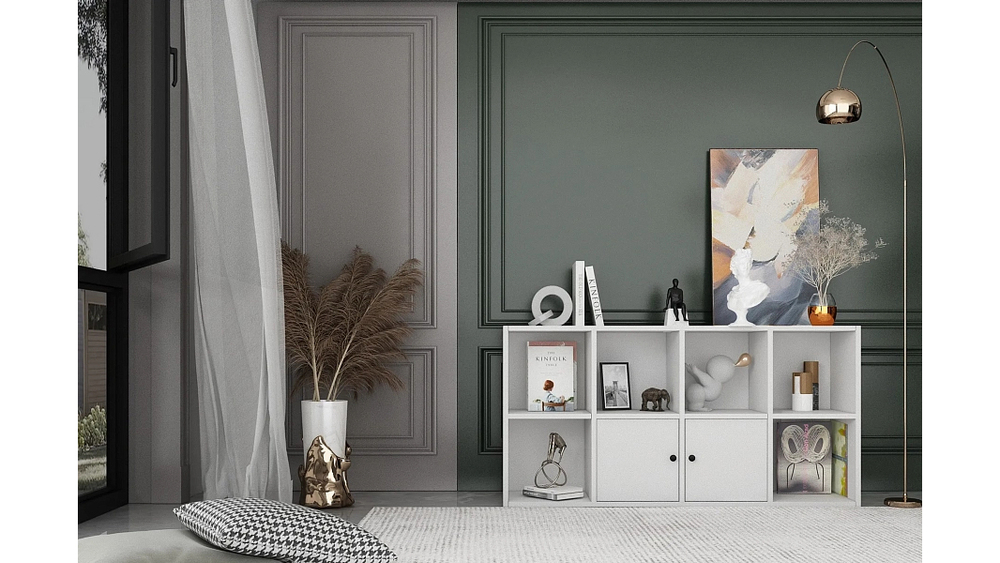 Стеллаж-комод Билли Айден Белый Фасадный 0101 128*30*65 см, Белый   Фиеста