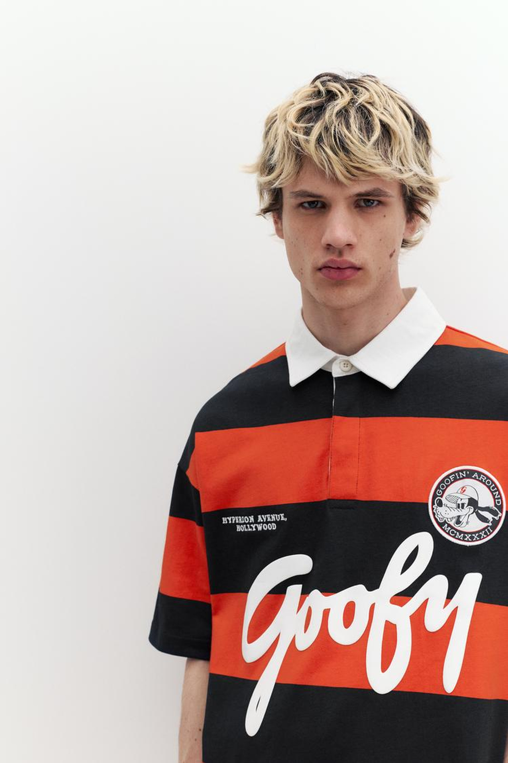 PULL&BEAR Поло в полоску с принтом «Goofy», полоски