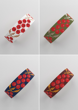 Схема PEYOTE, Схема браслета мозаичное плетение, узор из Miyuki Delica 11/0, файл PDF, №409