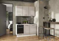 Кухня Индира 1,4 м белый/лофт дюна (столешница мрамор лацио белый)