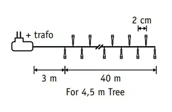 Светодиодная нить Snake Light 2000 холодных ламп, 40 м., 24В, 8 режимов, зеленый провод, для елки 260-300 см., Christmas DeLuxe (85746)