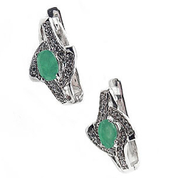 Серьги "Бантри" изумруд. циркон