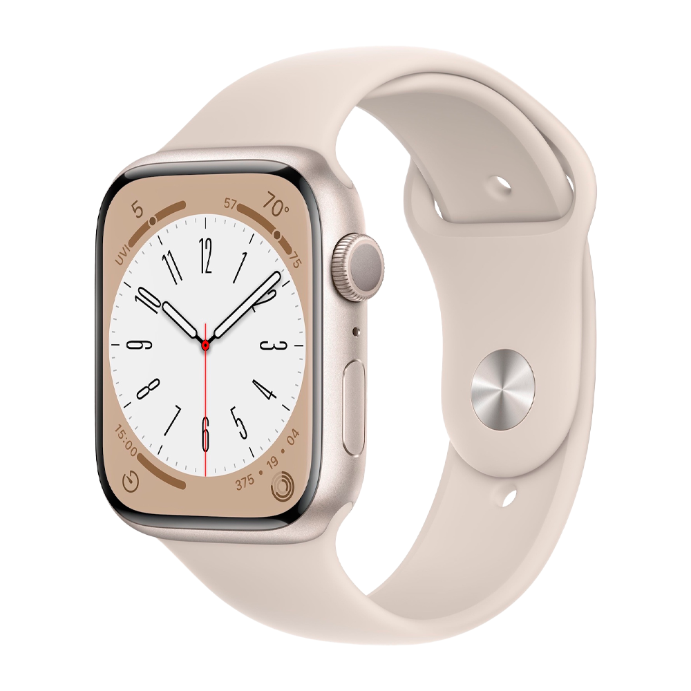 Умные часы Apple Watch Series 8 GPS, 45mm, Aluminium Case with Sport Band, Starlight (Сияющая звезда)