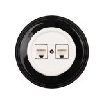 Розетка RJ45 информационная двойная, керамика, цвет белый, декор D6/2 B1-302-01-D6/2