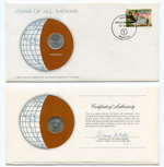 50 сентаво 1980 год. Мозамбик. Конверт с маркой и спецгашением. Серия "Coins of all Nations" (США)