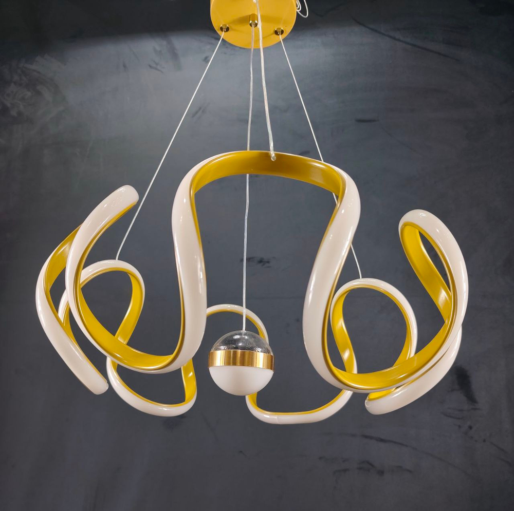 Люстра подвесная светодиодная Lanbos Риббон, LED 70 Вт, до 15 кв м, золотая