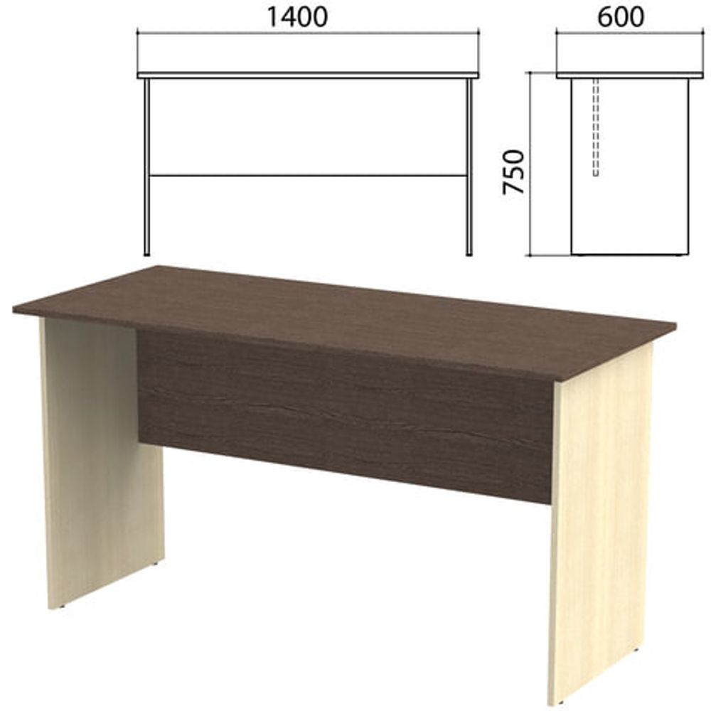 Стол письменный &quot;Канц&quot;, 1400х600х750, цвет венге/дуб молочный (КОМПЛЕКТ)