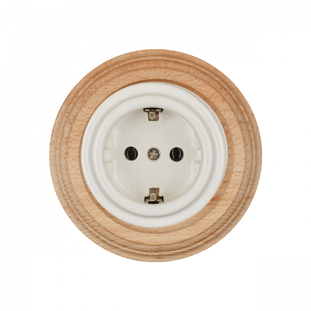 Розетка, керамика, цвет белый, с заземляющим контактом B1-101-01