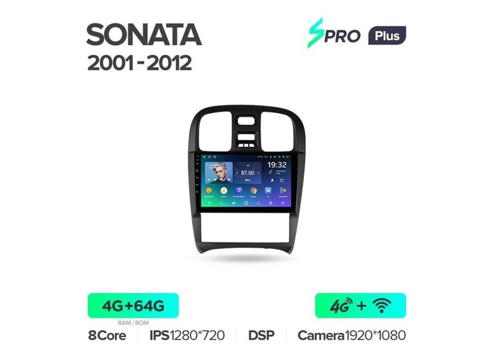 Магнитола Teyes SPRO Plus 4-64 Hyundai Sonata EF рестайлинг 2001 — 2012 9.0&quot;