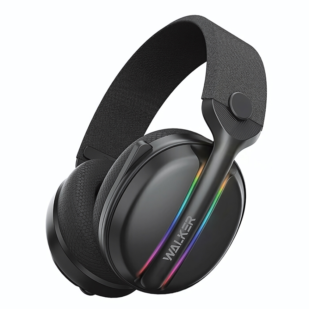 Наушники WALKER WBT-83, Bluetooth, 3в1 (AUX, 2,4 ГГц), микрофон, подсветка, полноразм, черные