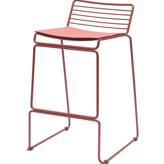 Стул металлический полубарный Hero бордовый с подушкой