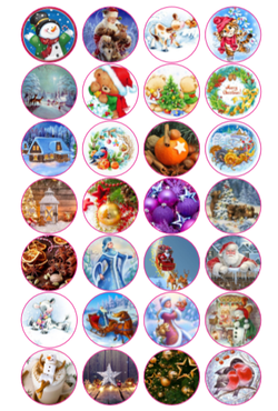 Вырубные наклейки Круг новогодний 1