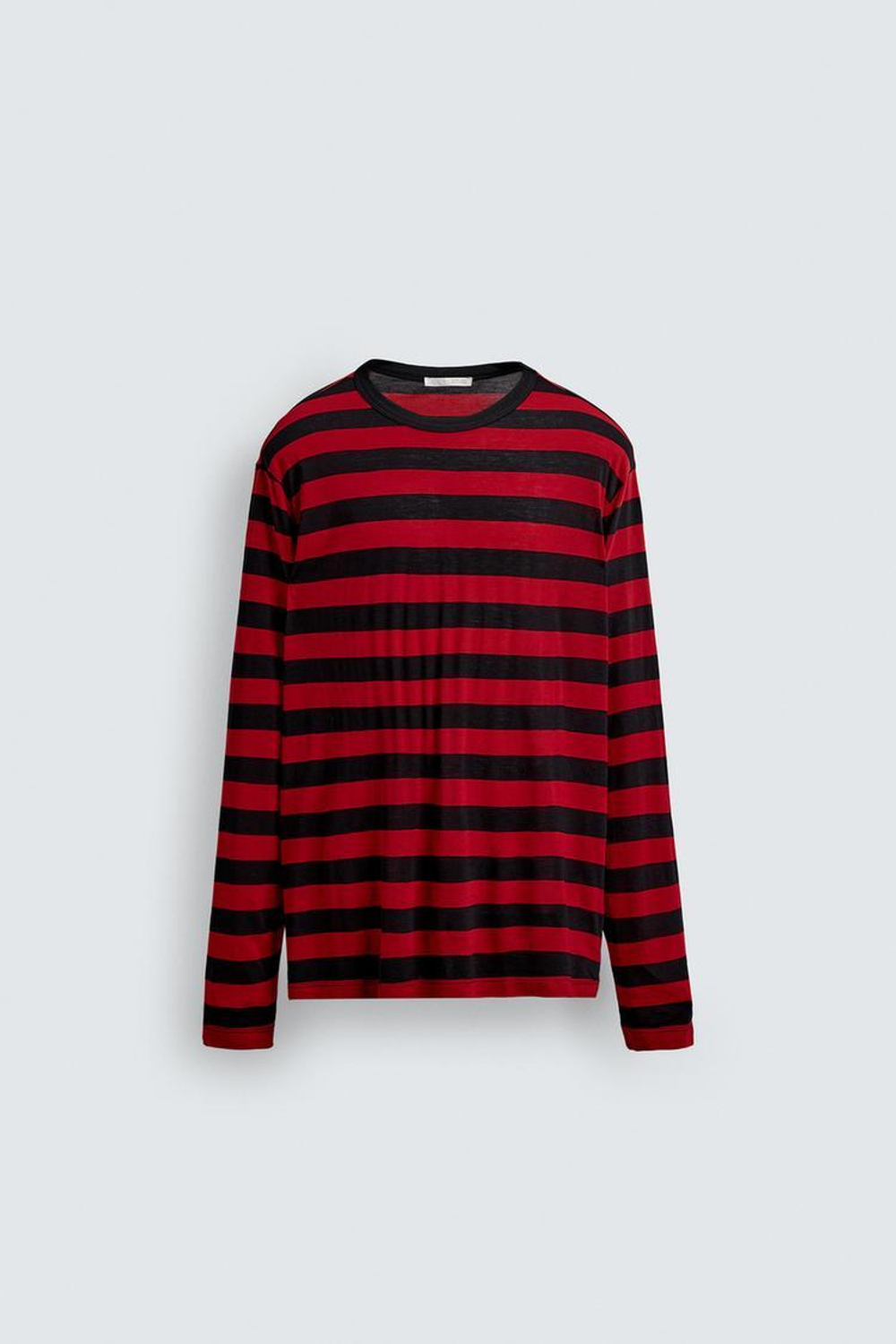 ZARA ФУТБОЛКА В ПОЛОСКУ С КОНТРАСТОМ, КРАСНЫЙ