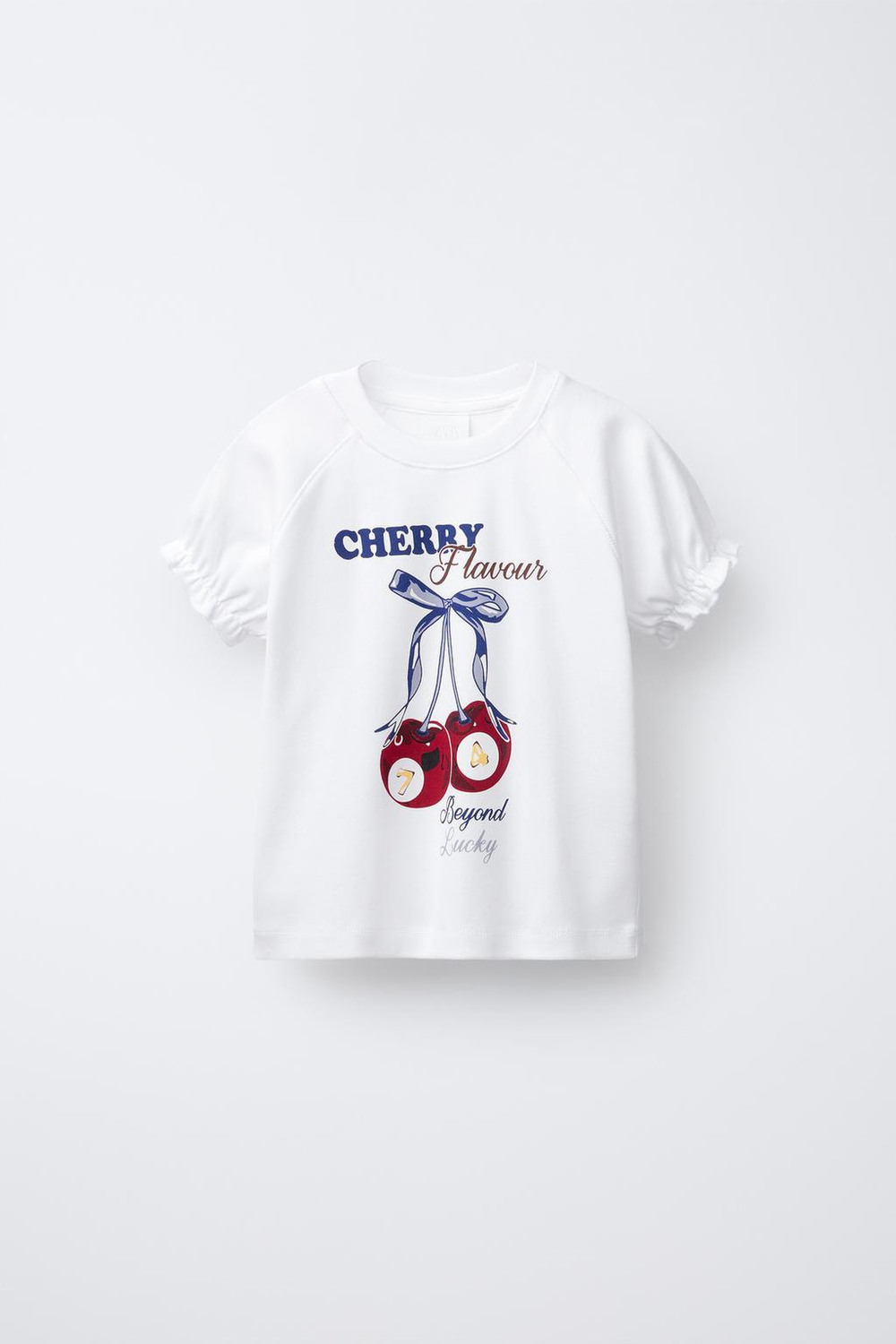 ZARA ФУТБОЛКА С ПРИНТОМ «ВИШНИ», БЕЛЫЙ