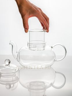 стеклянный чайник с ручкой