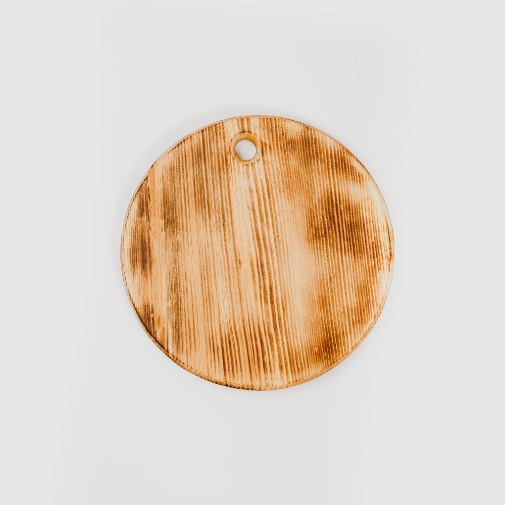 Деревянная менажница круглая с гравировкой из кедра