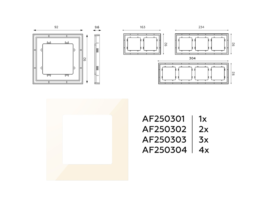 AF250303 Рамка ALFA Qubi (Бежевый глянец) 3-ая