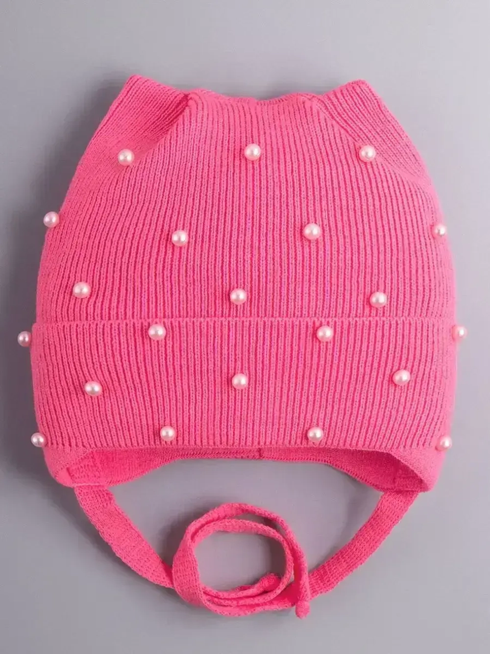 Шапка для девочки с ушками осенняя