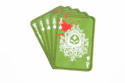 Шеврон Колода карт с черепом вышивка. Олива