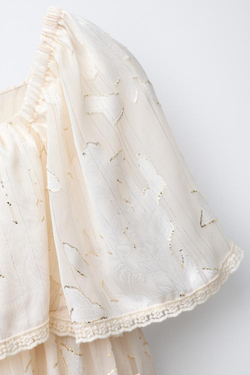 ZARA ПЛАТЬЕ С ОБОРКАМИ, ЭКРЮ