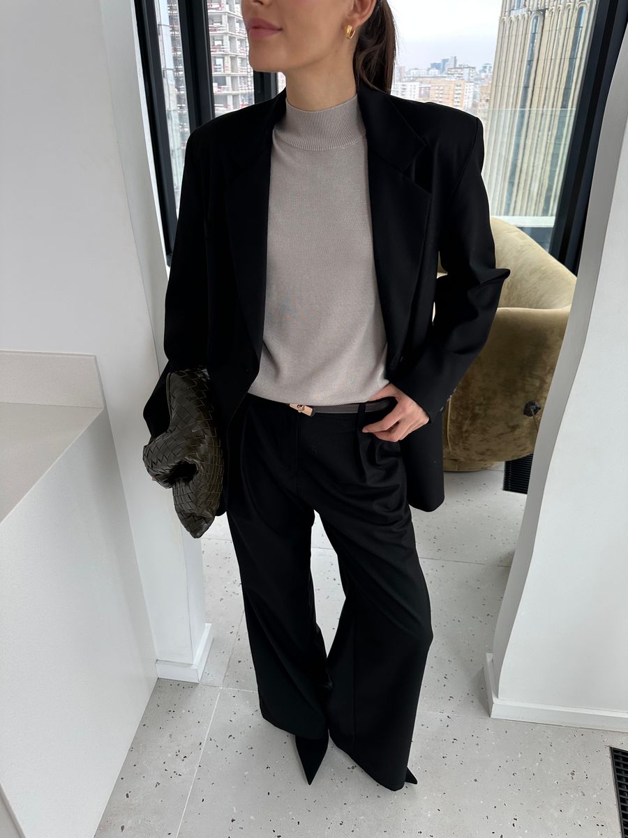 Джемпер из вискозы с шерстью с коротким рукавом серо-бежевый