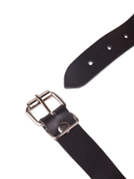 Чёрный кляп-шар на кожаных ремешках с пряжкой (Цвет: черный)