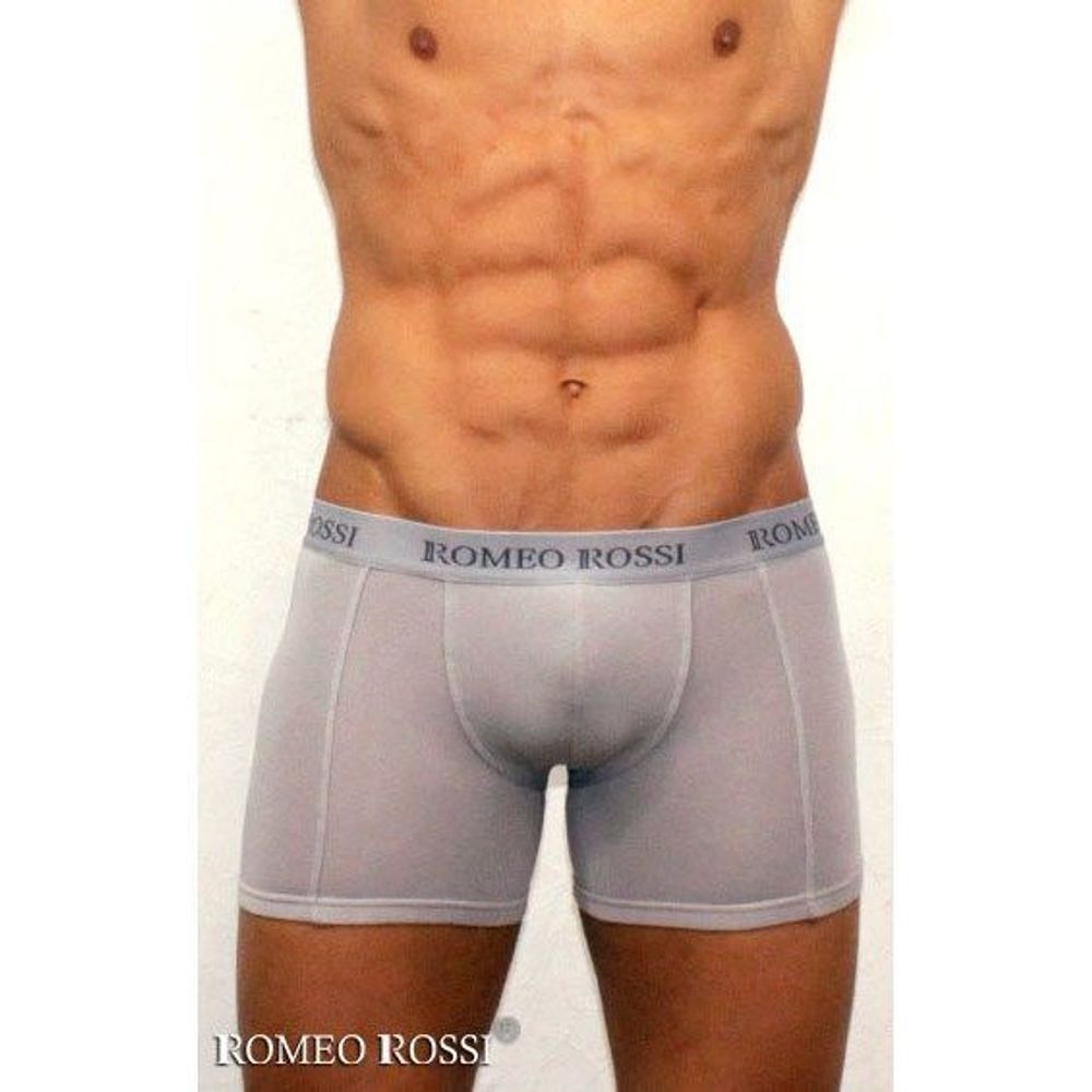 Мужские трусы боксеры удлиненные c резинкой Romeo Rossi светло-серые RR7001-03