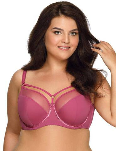 Бюстгальтер на косточках с вставками из сетки (Размер: 85D) (Цвет: розовый)