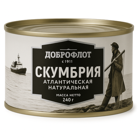 Скумбрия натуральная в масле Доброфлот 240 гр