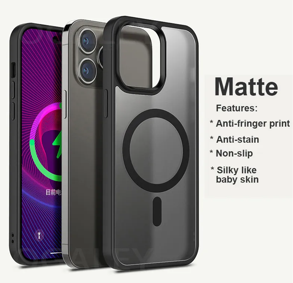 Чехлы для iPhone 12/12 Pro матовый с Magsafe (черный)