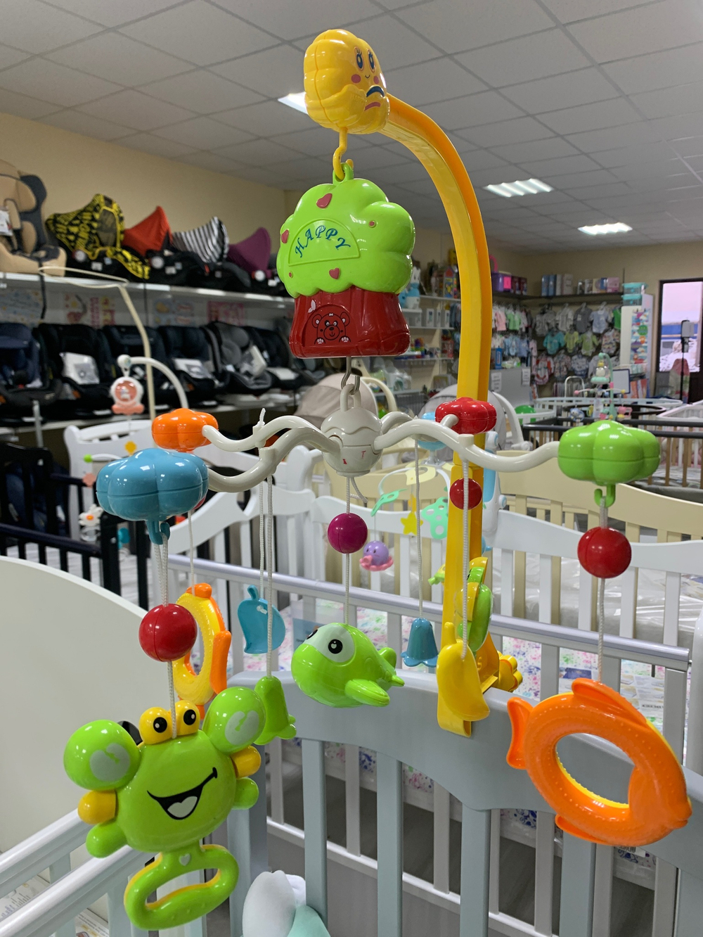 Карусель музыкальная для кроватки заводная, 5 подвесных игрушек, звук. эффекты пластик арт. 2046687