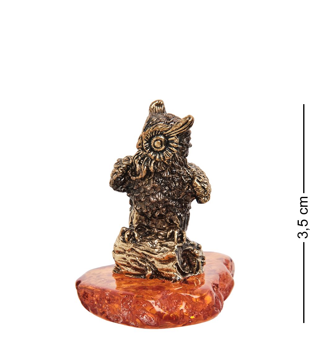 Народные промыслы AM-1253 Фигурка «Филин на пне» (латунь, янтарь)