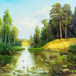 [Экспертиза ГРМ]. Фёдоров С. Ф. Лесной пейзаж. Холст, масло. Россия. К. XIX-нач. ХХ в.