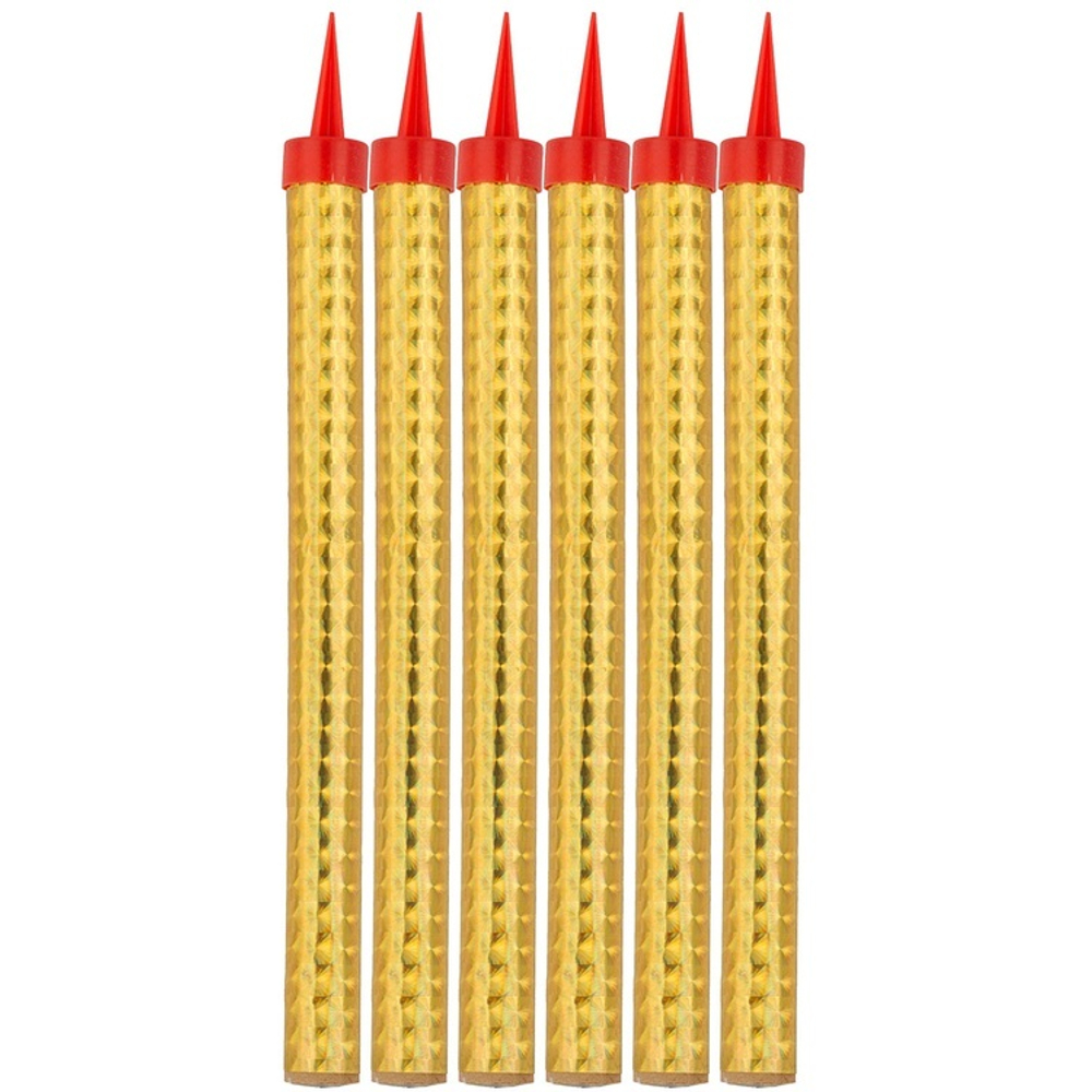 Свеча-фонтан в золотом цвете, 18 см, 50 сек, 6 шт