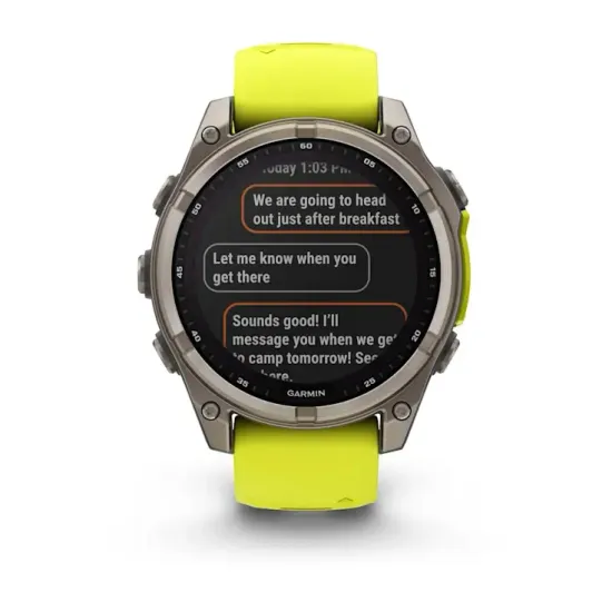 Мультиспортивные GPS часы Garmin Fenix 8 (47 mm) Solar, Sapphire Titanium with Amp Yellow/Graphite Silicone Band 010-02906-21