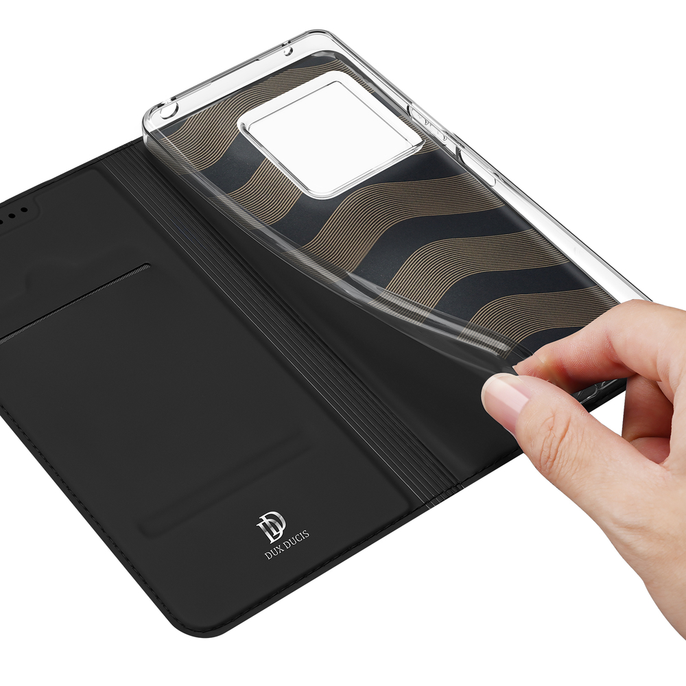 Чехол книжка из кожи черного цвета для Sony Xperia 1 VIII (1-8), серия Skin Pro Series от Dux Ducis